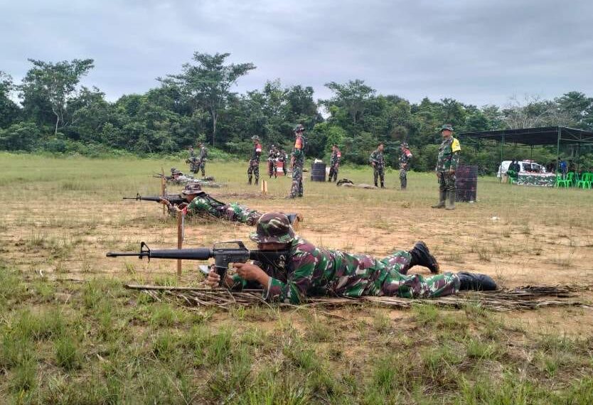 Personil KODIM 0416/BUTE Ikuti Latbakjatri DiLapangan Tembak Kompi Senapan B Yonif 142/KJ Tebo