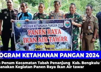 Program Ketahanan Pangan 2024 Desa Penum Kec. Tabah Penanjung Kab. Bengkulu Tengah Laksanakan Kegiatan Panen Raya Ikan Air Tawar