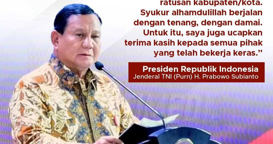 Presiden Prabowo Apresiasi Semua Pihak Atas Kelancaran dan Kedamaian Pilkada 2024