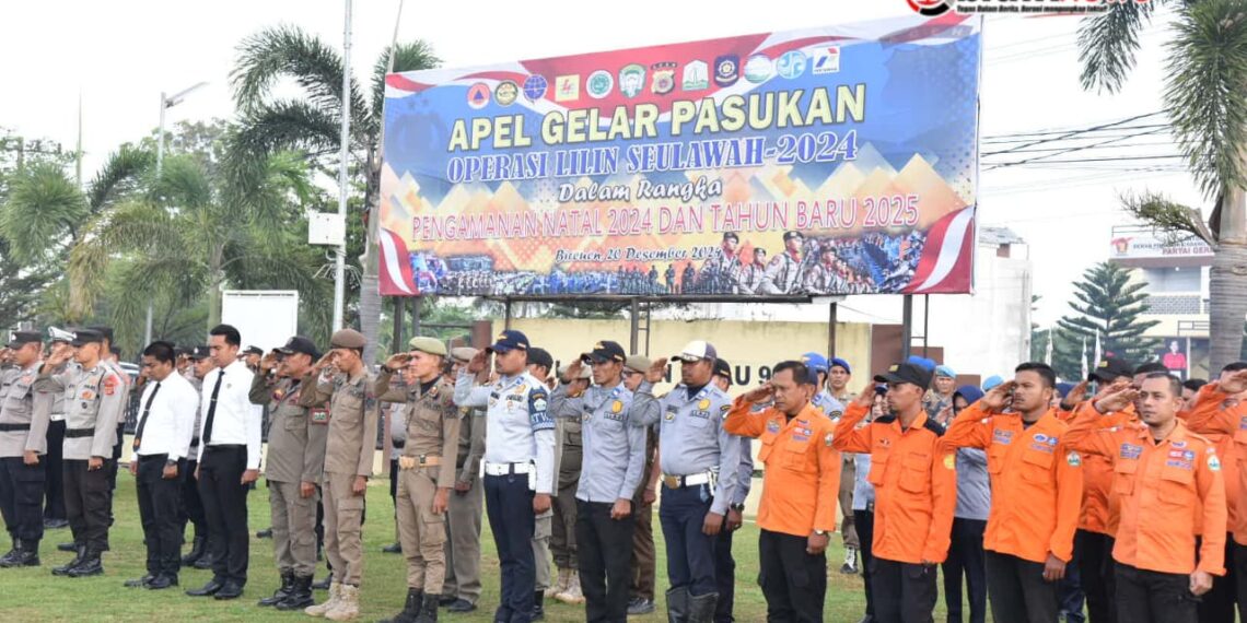 Polres Bieureun Gelar Apel Pasukan Dalam rangka Operasi Lilin Seulawah 2024 Dilapangan Hijau 97 “Wira Pratama”