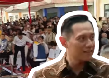 Videotron ambruk saat AHY memberikan sambutan Peresmian Rusunawa di Rancaekek Kab. Bandung