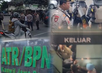 Pendemo Kepung Kantor Pertanahan ATR BPN Kota Bandung, Kepolisian Terjunkan Personil Gabungan, Situasi Diduga Kisruh