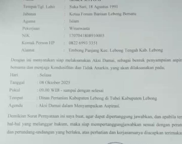 KIP Diabaikan, FBLB Geruduk Disperkan Lebong